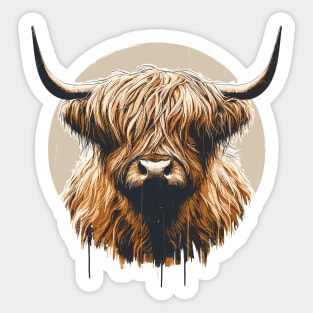 Funny vintage scottish highland cow heilan coo Sticker